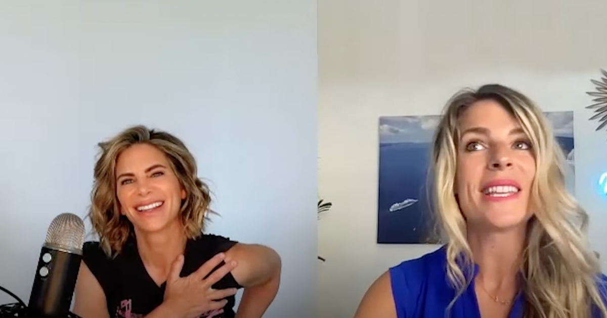 Jillian Michaels at home on zoom call with Jaime McFaden's Podcast